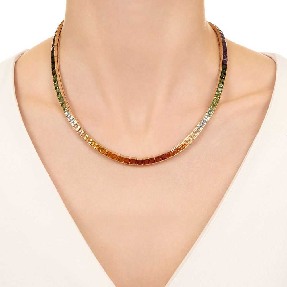 Estate Rainbow Gemstone Necklace - image 4