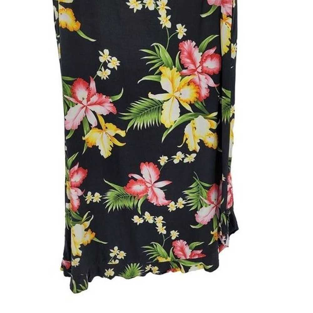 80's Two Palms Dress Hawaiian Sleeveless Ruffle H… - image 7