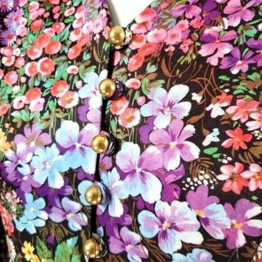 Large Vintage 60s Barkcloth Floral Dress Romantic… - image 6