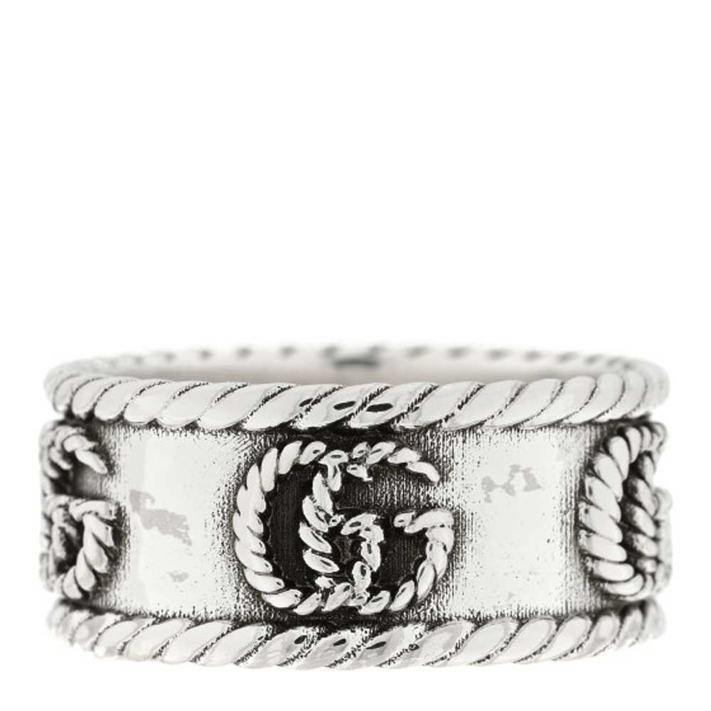 GUCCI Sterling Silver Torchon GG Marmont Ring 53 … - image 1