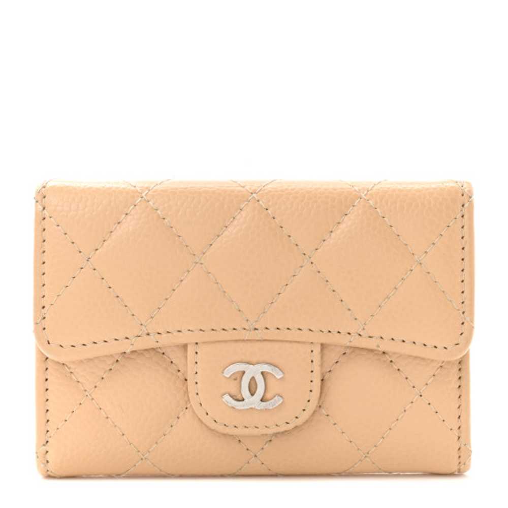 CHANEL Caviar Quilted Flap Card Holder Wallet Lig… - image 1