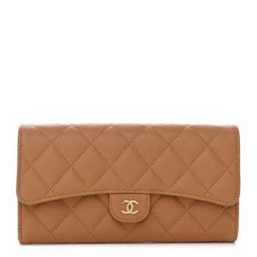 CHANEL Caviar Quilted Large Gusset Flap Wallet Be… - image 1