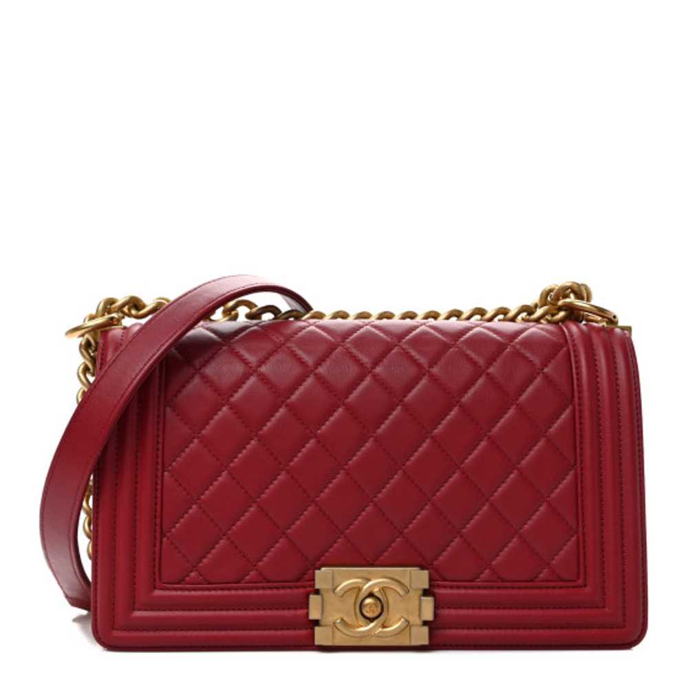 CHANEL Lambskin Quilted Medium Boy Flap Red - image 1