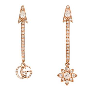 GUCCI 18K Rose Gold Diamond Flora Pave Earrings - image 1