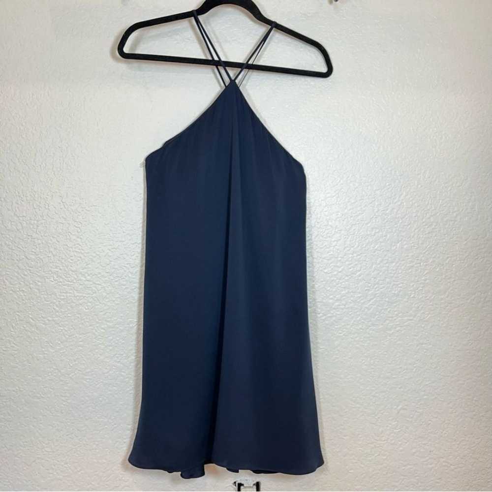 Milly Silk Cascade Back Halter Slip Dress in Navy… - image 5