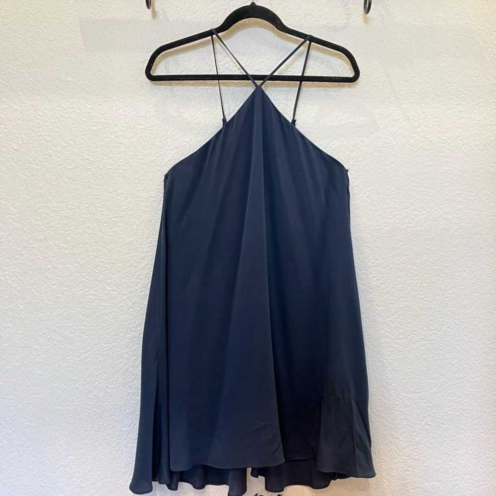 Milly Silk Cascade Back Halter Slip Dress in Navy… - image 6