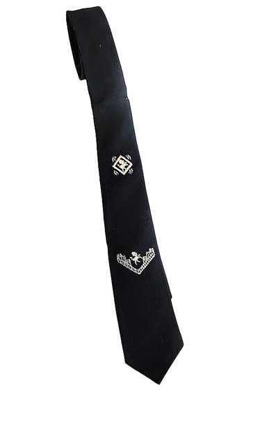 Vintage 1950s Unworn Black Thin Necktie with White