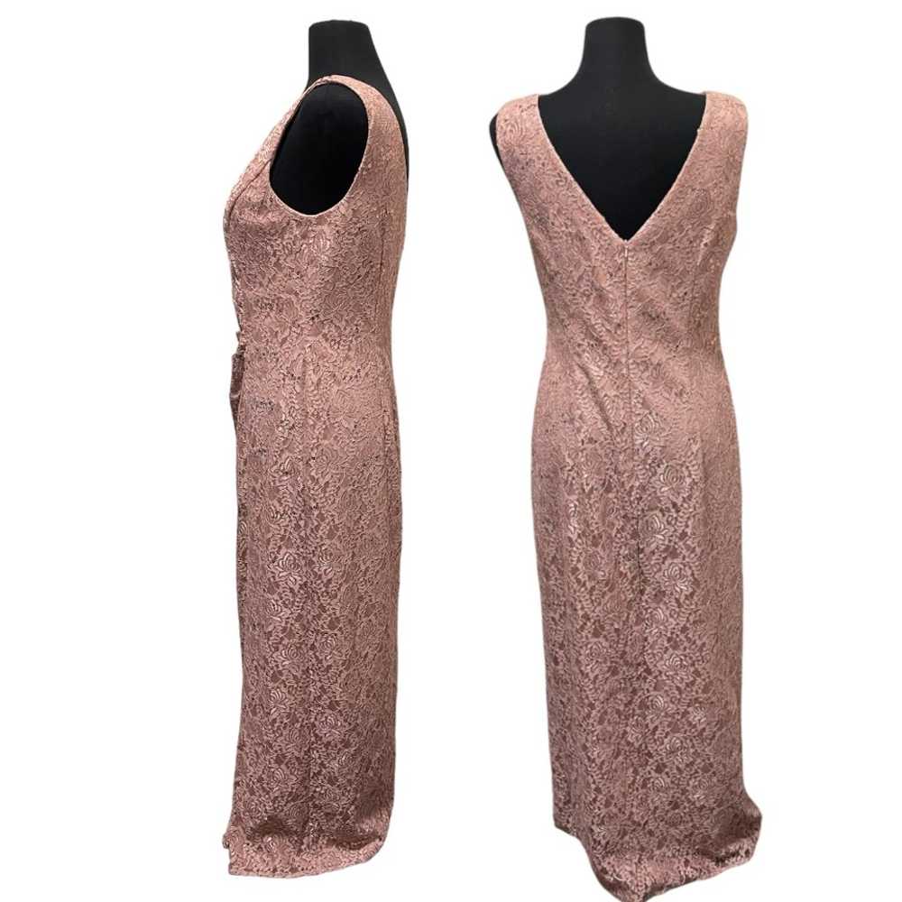 Oleg Cassini Ruched Lace Sheath Gown - image 2