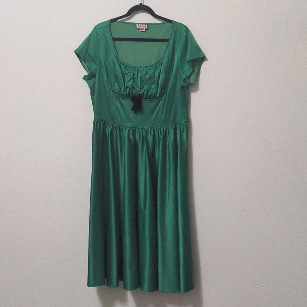 Pinup Couture Green Satin Dress - image 1