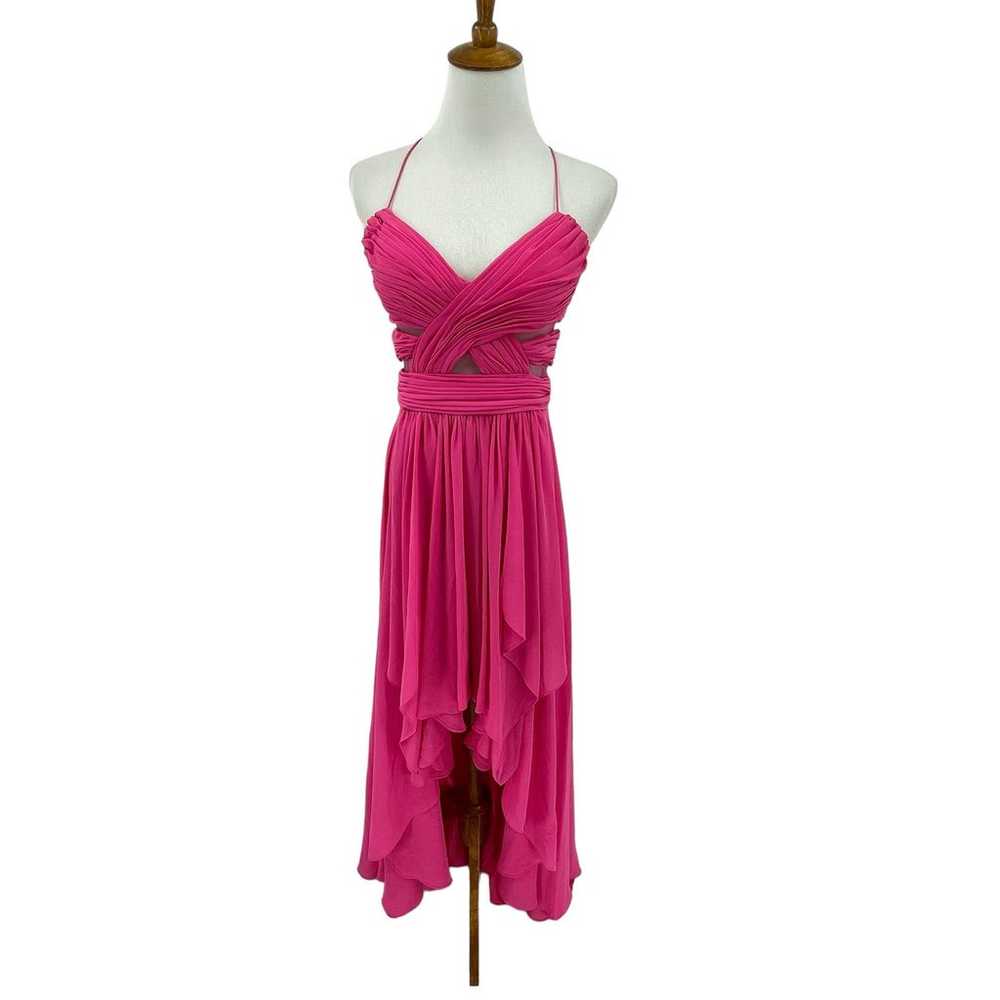 Cache Dress Womens Size 8 High Low Chiffon Pink P… - image 1