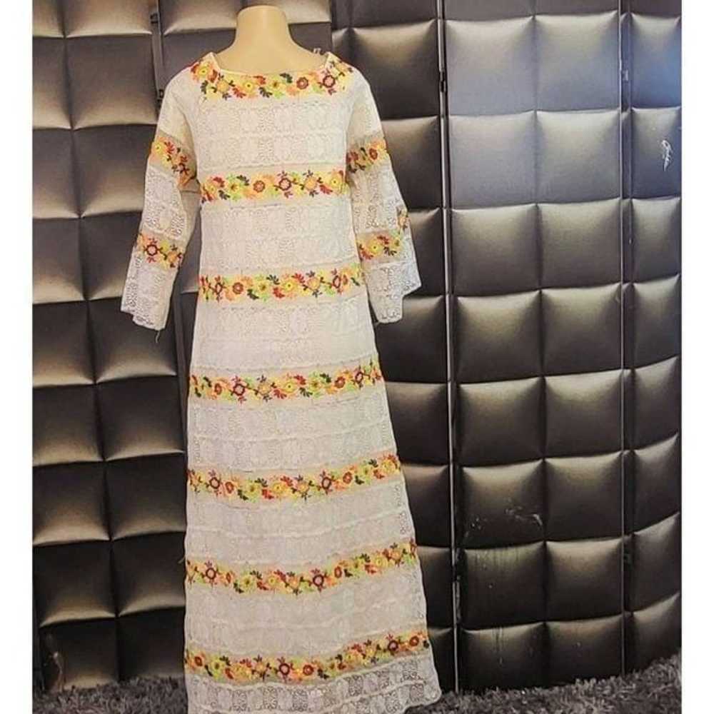 Vintage Mexican crocheted maxi dress - image 1