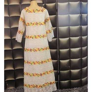 Vintage Mexican crocheted maxi dress - image 1