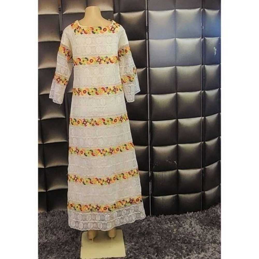Vintage Mexican crocheted maxi dress - image 4