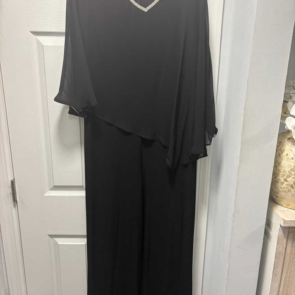 Black dressy jumpsuit with rhinestones - image 4