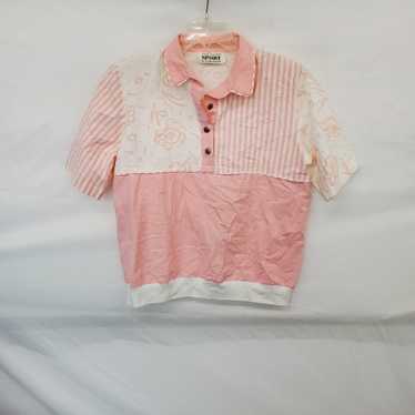Sunny Sport Vintage Cotton Pink & White Short Slee