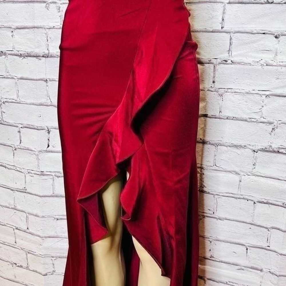 LA FEMME Lace Up Ruffle Dress wine red - image 6
