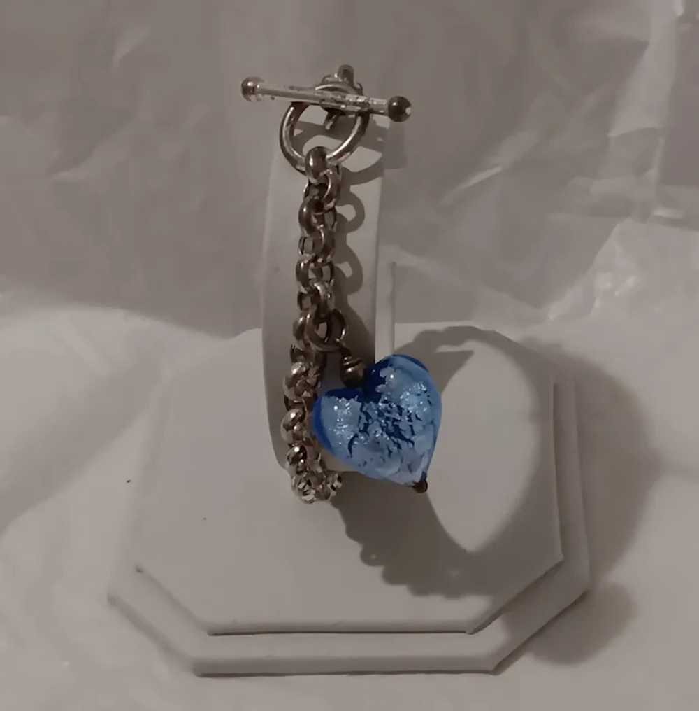 Sterling Silver Rollo Chain Bracelet Murano Glass… - image 6