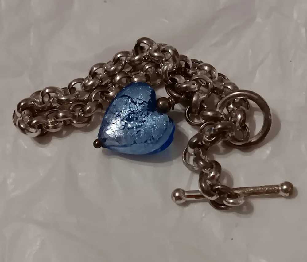 Sterling Silver Rollo Chain Bracelet Murano Glass… - image 7
