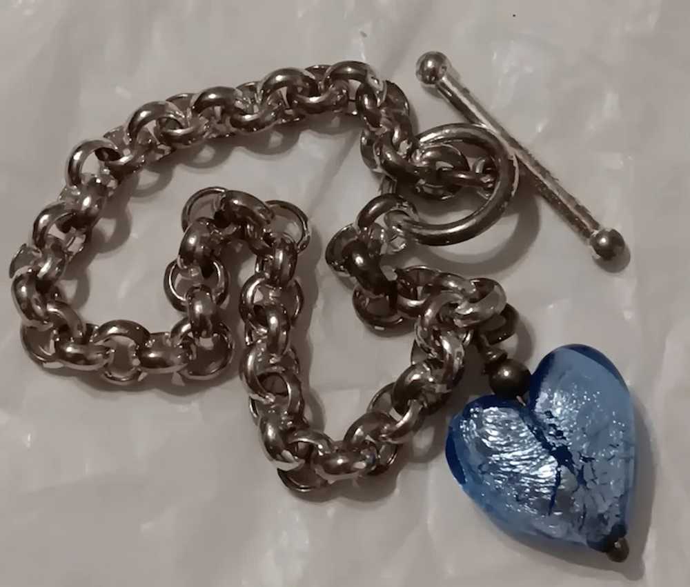 Sterling Silver Rollo Chain Bracelet Murano Glass… - image 8