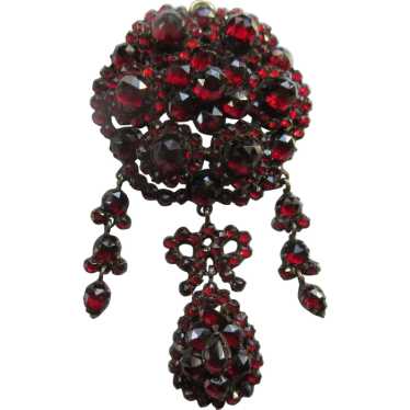 Antique Victorian Tiered Bohemian Garnet Pendant - image 1
