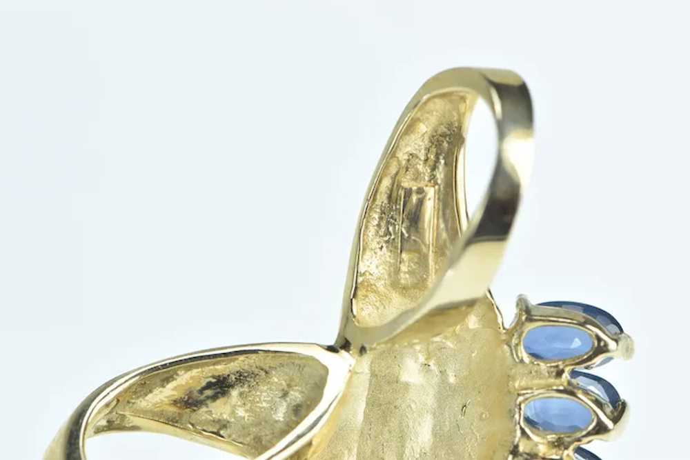 14K Pear Sapphire Ornate Chevron Slide Pendant Ye… - image 3