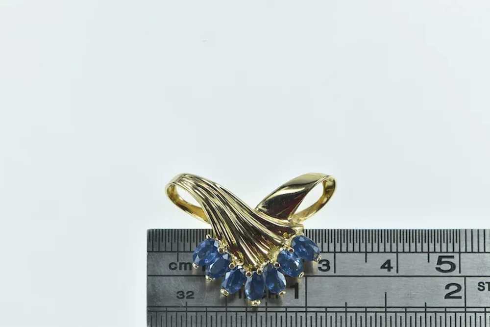 14K Pear Sapphire Ornate Chevron Slide Pendant Ye… - image 4