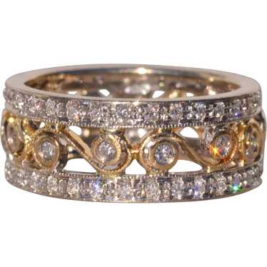 Two Tone Filigree Band with Natural Diamonds