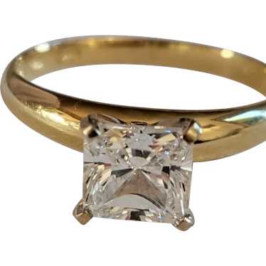 14K Yellow gold Beryl Princess Cut Ring - image 1