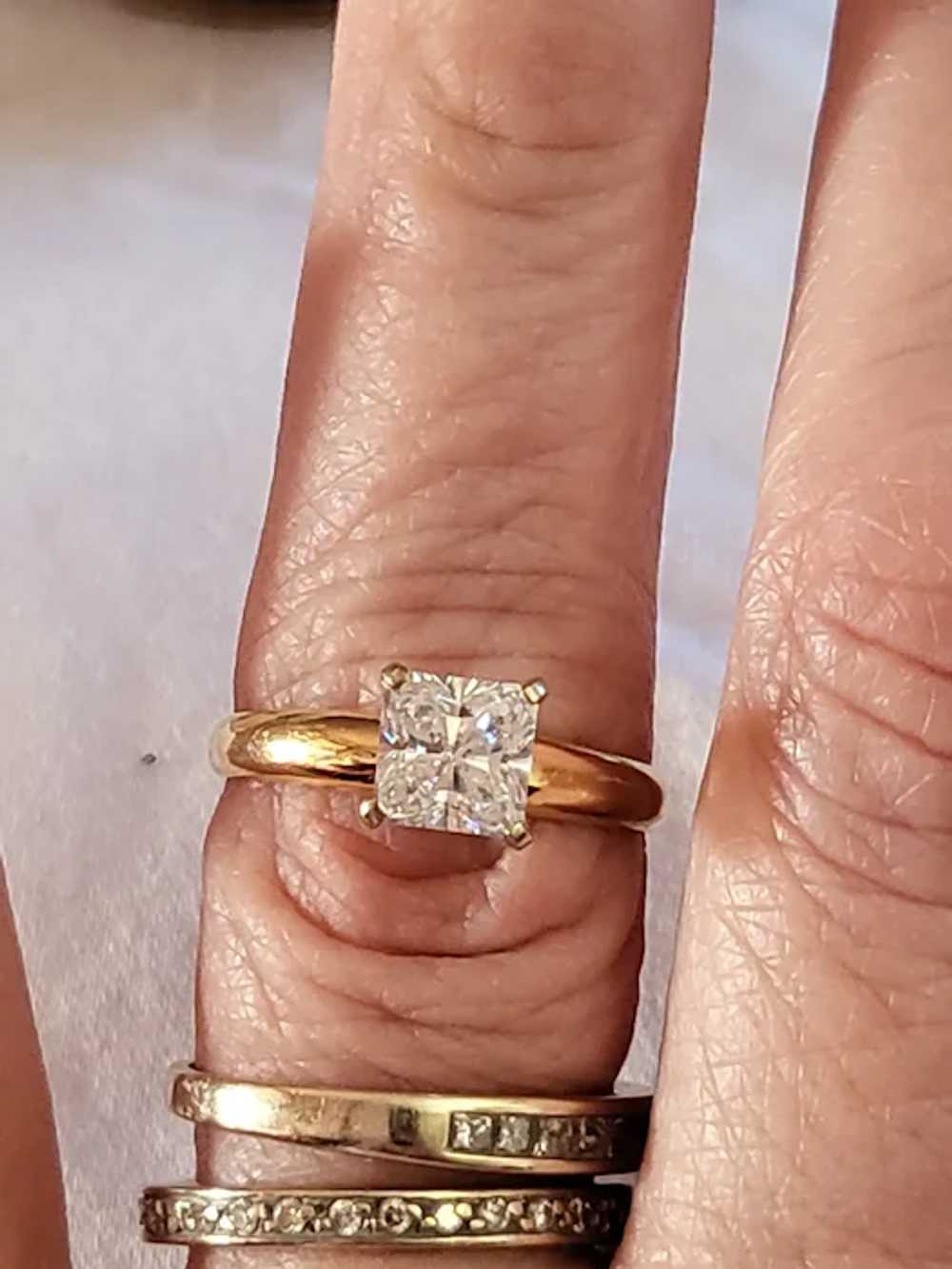 14K Yellow gold Beryl Princess Cut Ring - image 7