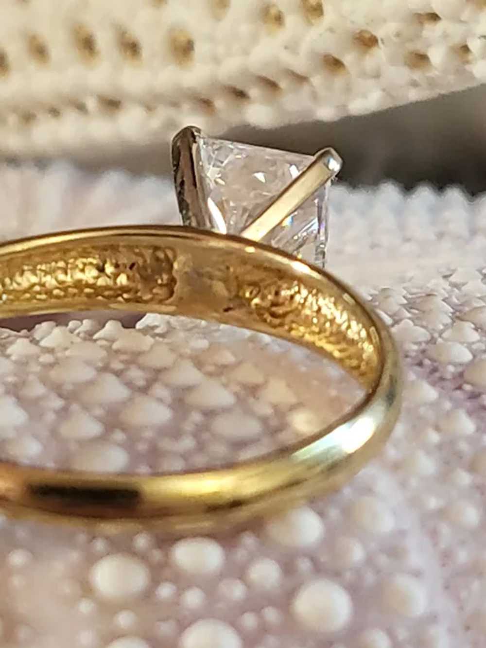 14K Yellow gold Beryl Princess Cut Ring - image 9