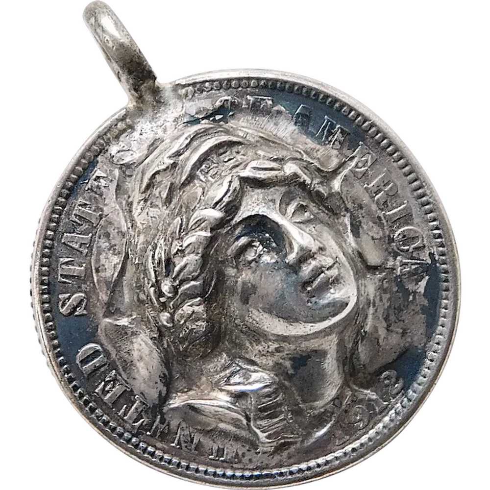 Antique LADY LIBERTY 1912 U.S. Barber Dime Charm … - image 1