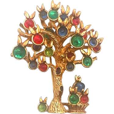 Carven Paris "Jeweled" Tree Figural Dimensional Tr