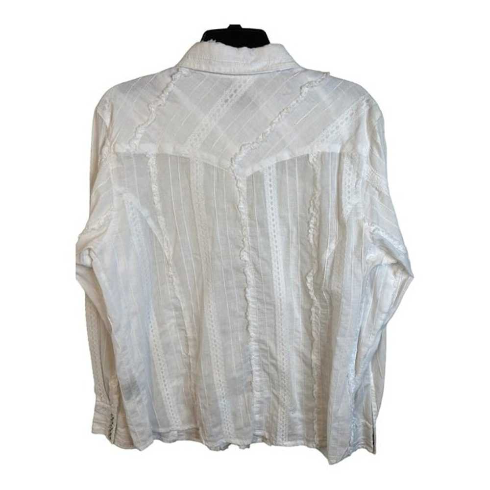 Scully women's western XL white Pearl snap lace l… - image 2