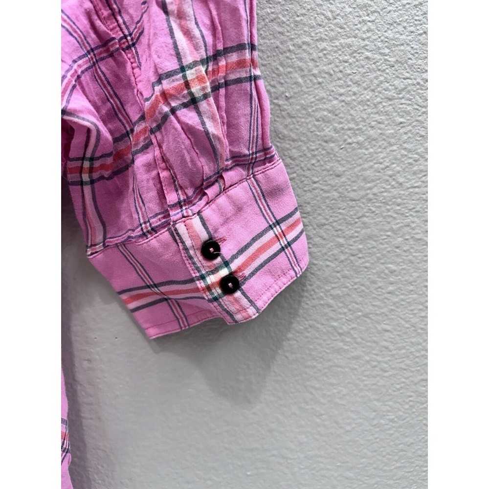 Victoria Beckham Pink Plaid Button Up Shirt Size … - image 3