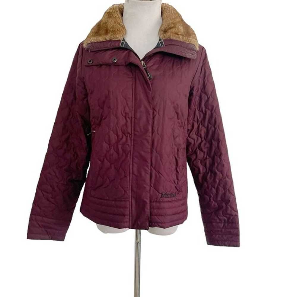 Marmot Size Medium Jacket Full Zip Faux Fur Quilt… - image 1