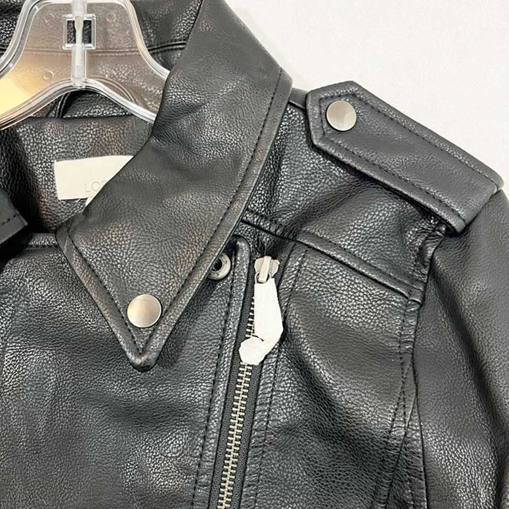 LOFT NEW Black Faux Leather Zip Front Moto Jacket… - image 4