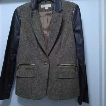 Micheal Kors Brown wool & Leather Jacket Blazer w… - image 1