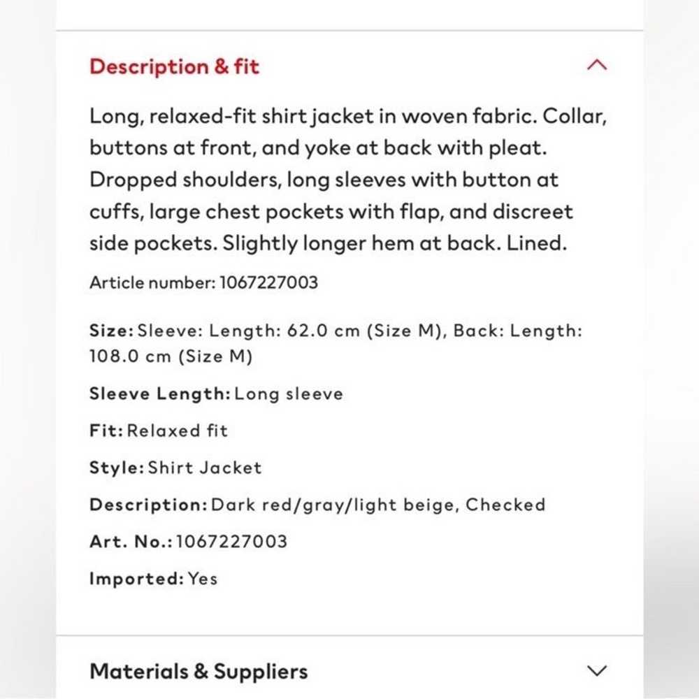 H&M Dark beige/checked Oversized Jacket - image 3