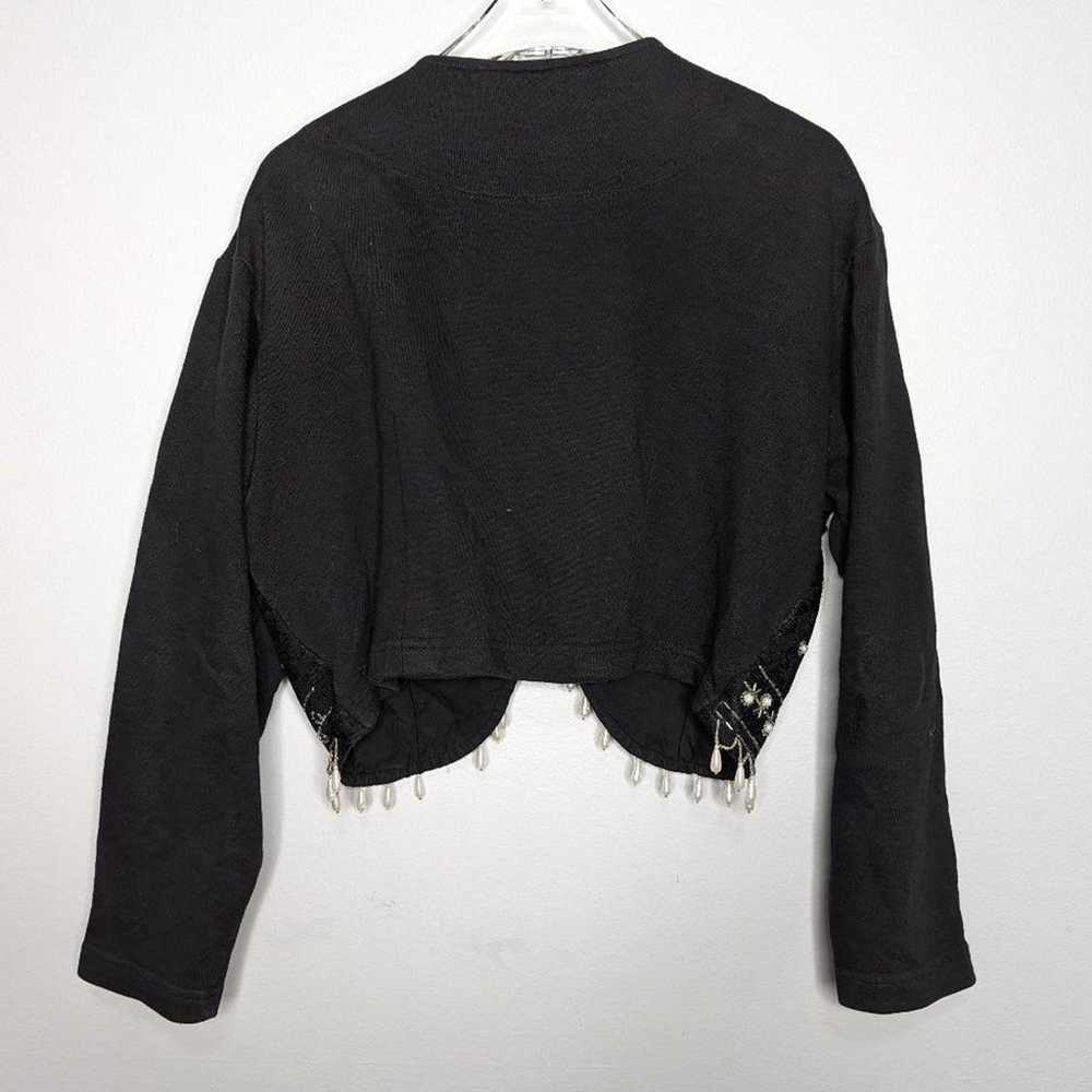 Joujou Vintage Black Long Sleeve Bolero Jacket Pe… - image 2