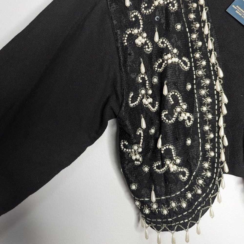 Joujou Vintage Black Long Sleeve Bolero Jacket Pe… - image 4