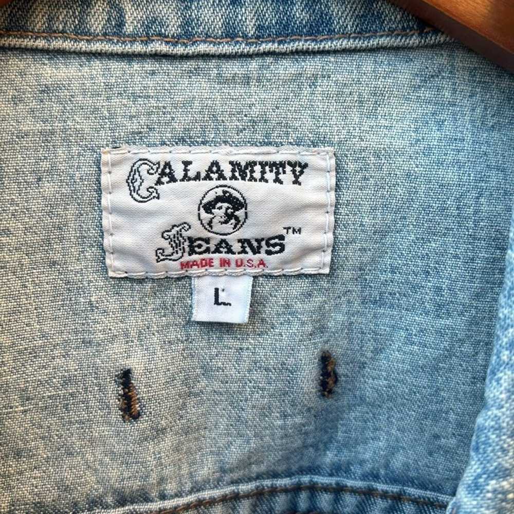 Calamity Jeans Denim Vest Western Vintage Made in… - image 2