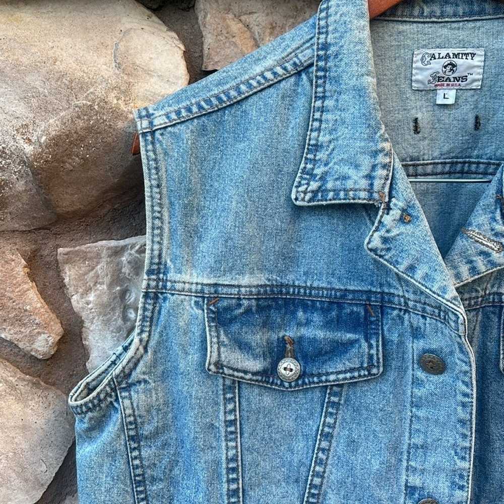 Calamity Jeans Denim Vest Western Vintage Made in… - image 4