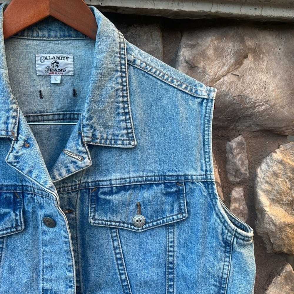 Calamity Jeans Denim Vest Western Vintage Made in… - image 5