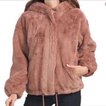 Lucky Brand Dusty Pink Faux Fur Hooded Coat - image 1