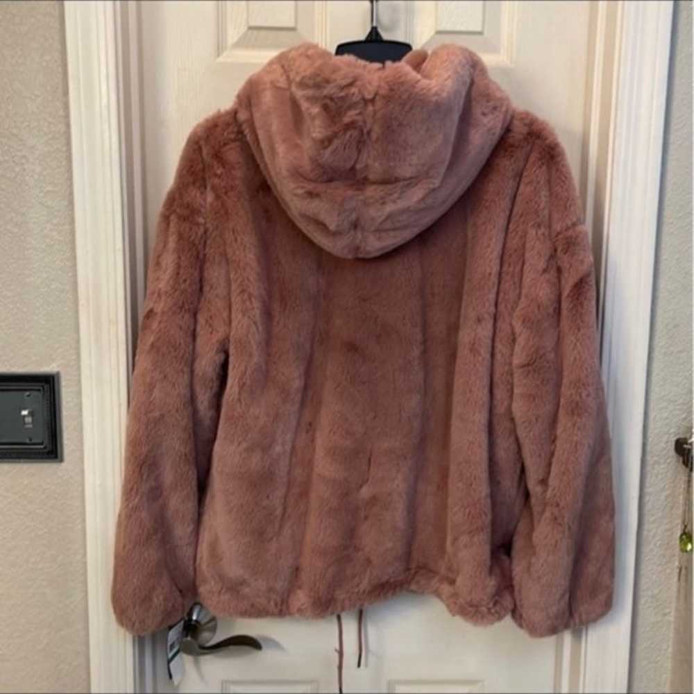 Lucky Brand Dusty Pink Faux Fur Hooded Coat - image 4
