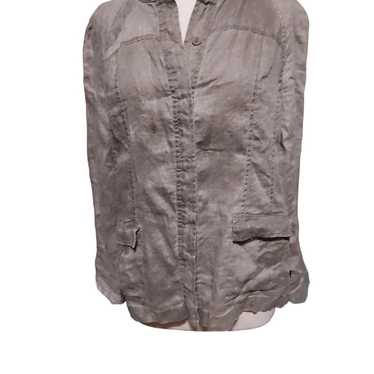 Eileen Fisher L Coat Jacket 100% Linen Grqy Grey … - image 1