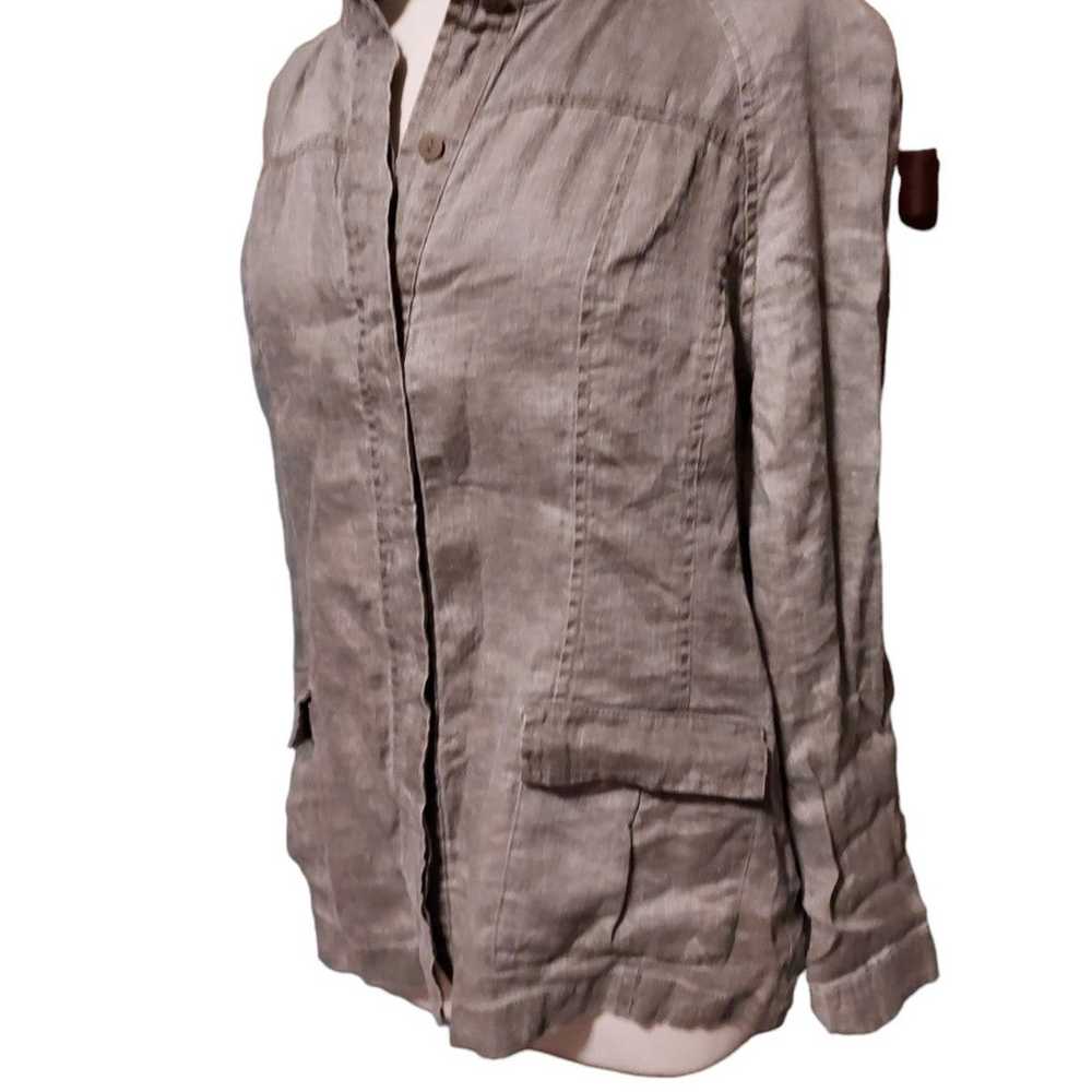 Eileen Fisher L Coat Jacket 100% Linen Grqy Grey … - image 2