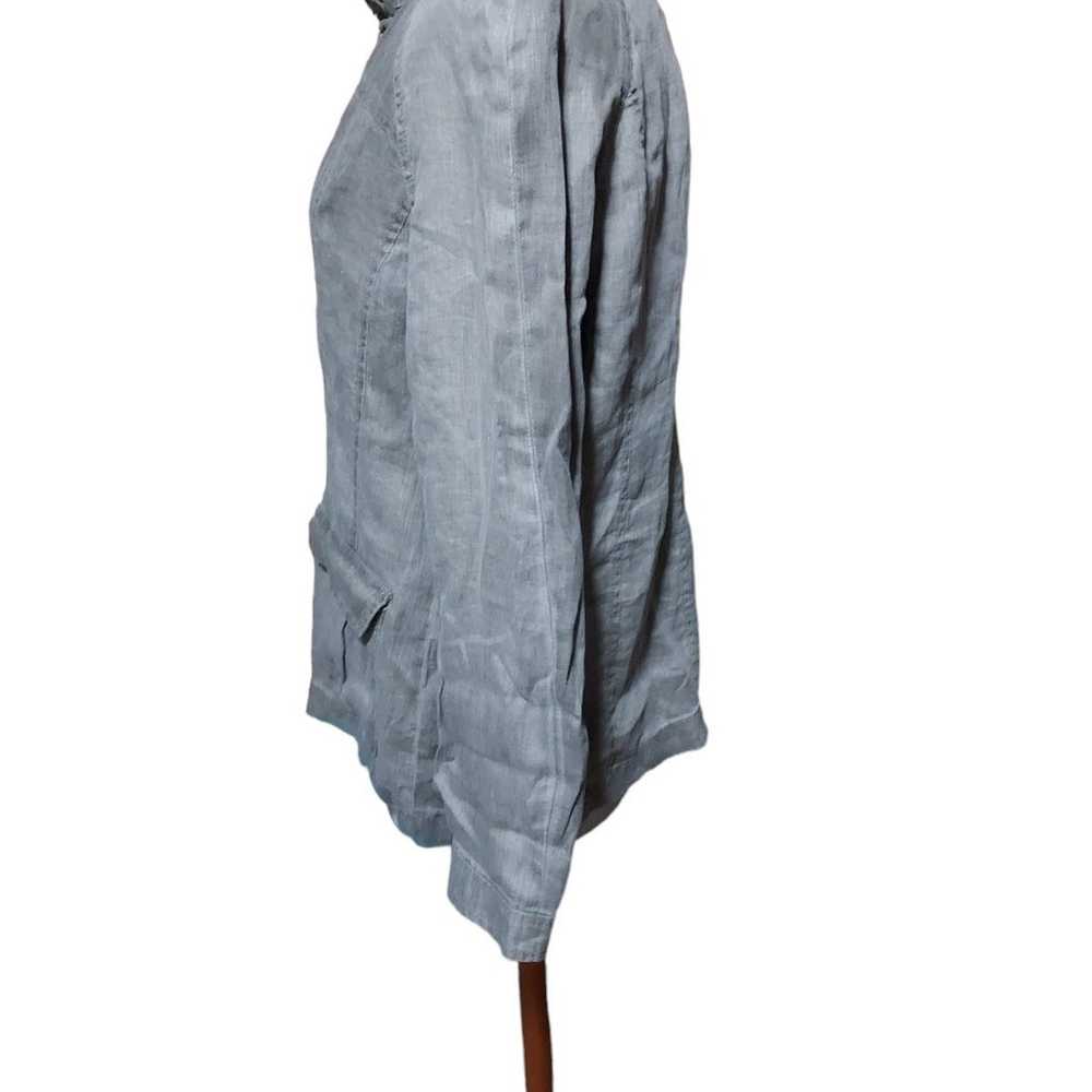 Eileen Fisher L Coat Jacket 100% Linen Grqy Grey … - image 3