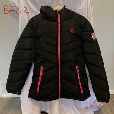 Reebok Black and Pink Puffer Jacket
