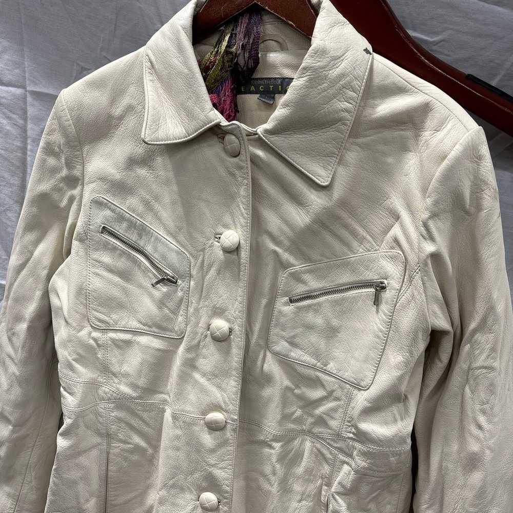 Kenneth Cole Reaction white leather jacket - image 2